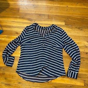 Ana sheer blue with white stripes blouse